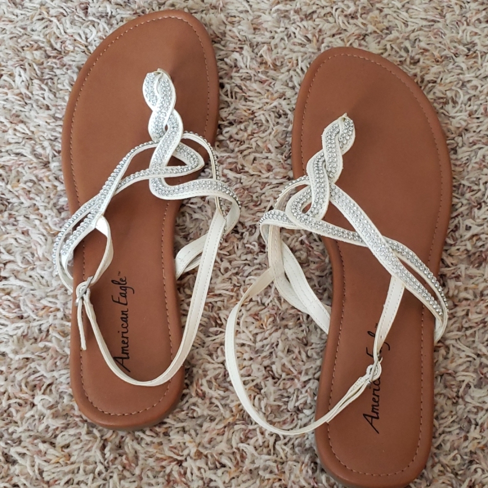 Brown sandals with rhinestones, like new, size 13